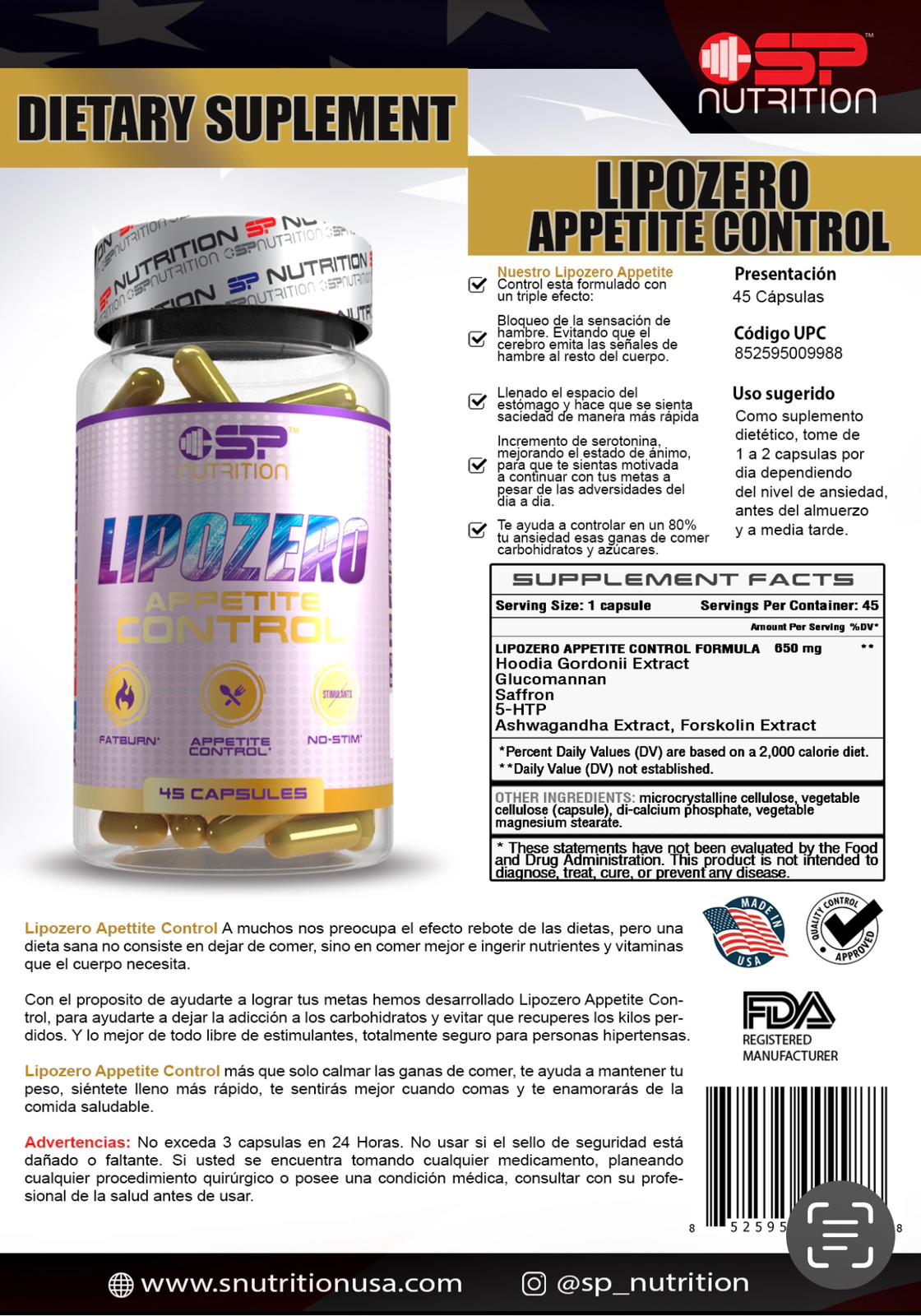 Lipozero Control apetito